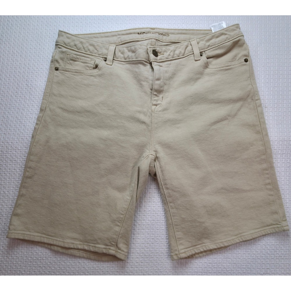 Michael‎ Kors Denim Shorts Womens 32 Khaki Tan  Stretch Bermuda